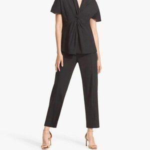 MM LaFleur Womens Linen Blend High Rise Straight Leg Pleated Dress Pants Size 8